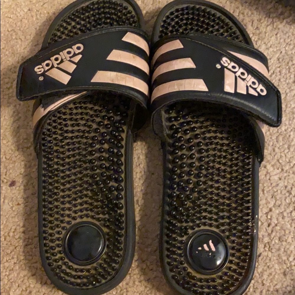 Pink adidas slides